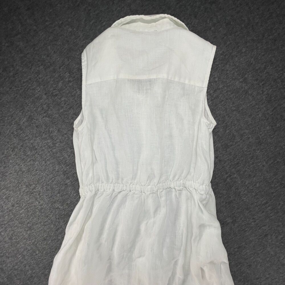 Saks Fifth Avenue White Linen Shirtdress Small Sleeveless Resort Summer Coastal - Picture 12 of 15